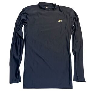 Starter Compression Shirt Youth Small Navy Blue Long Sleeve Stretch Poly/Elast